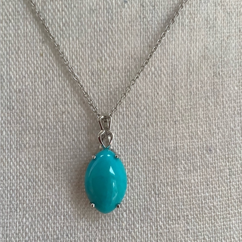 Sterling Silver sleeping beauty blue Turquoise necklace - Picture 2 of 4